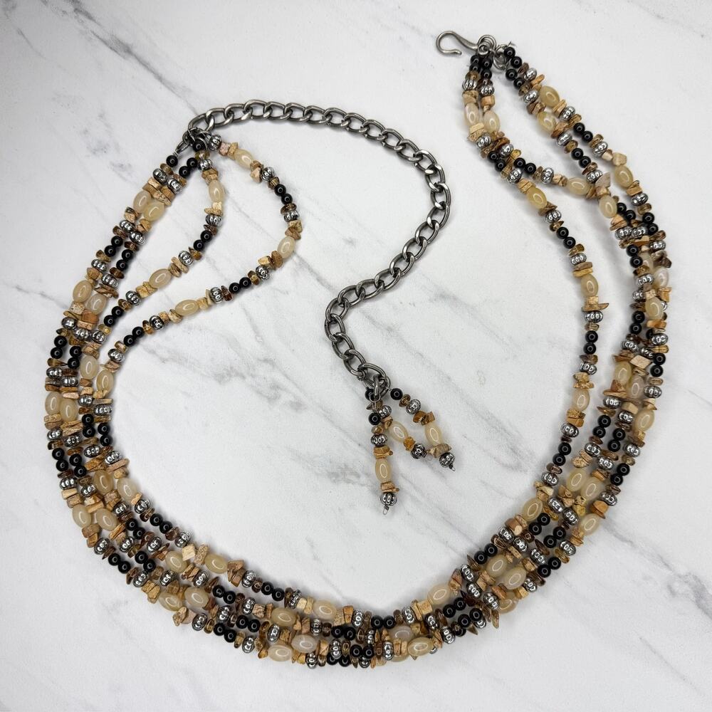 Beaded Silver Tone Chain Belt Multi Strand Boho Small/Medium (S/M) ✨
